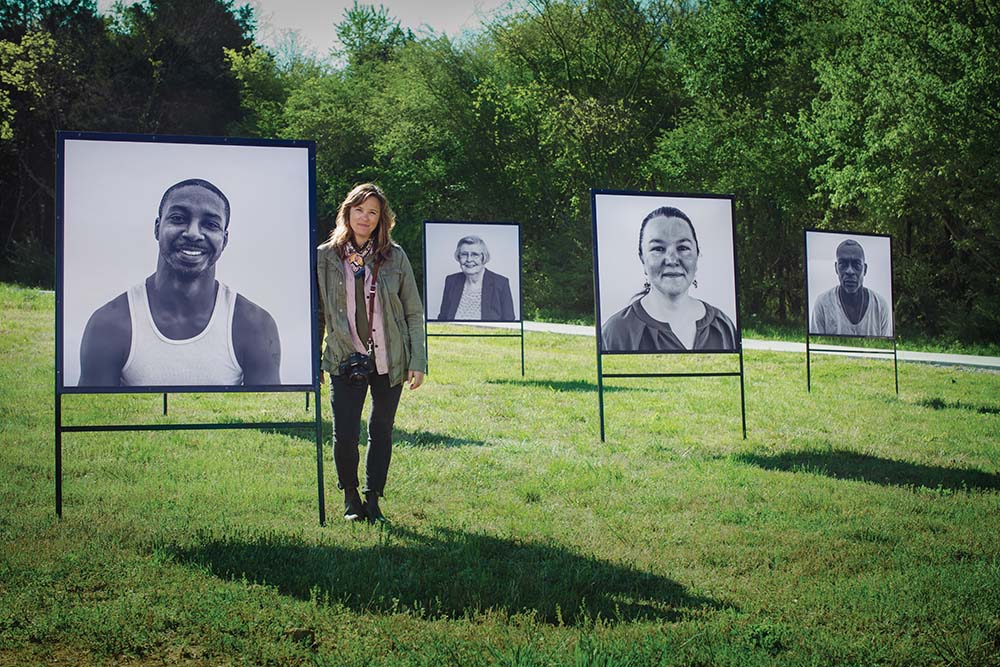 Photographer Sarah Gilliam with her "Portrait Park" project in Columbia, TN