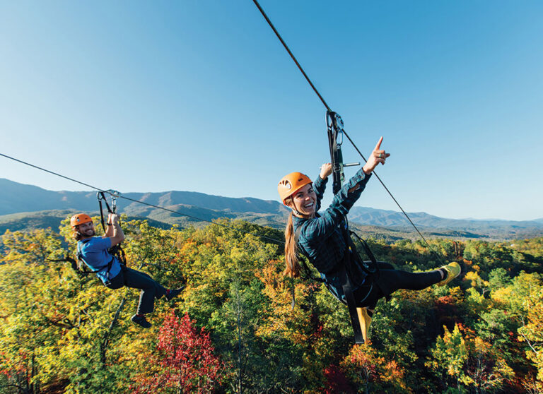 Ziplining in the Smoky Mountains of Gatlinburg is one of the many great outdoor activities in Tennessee.