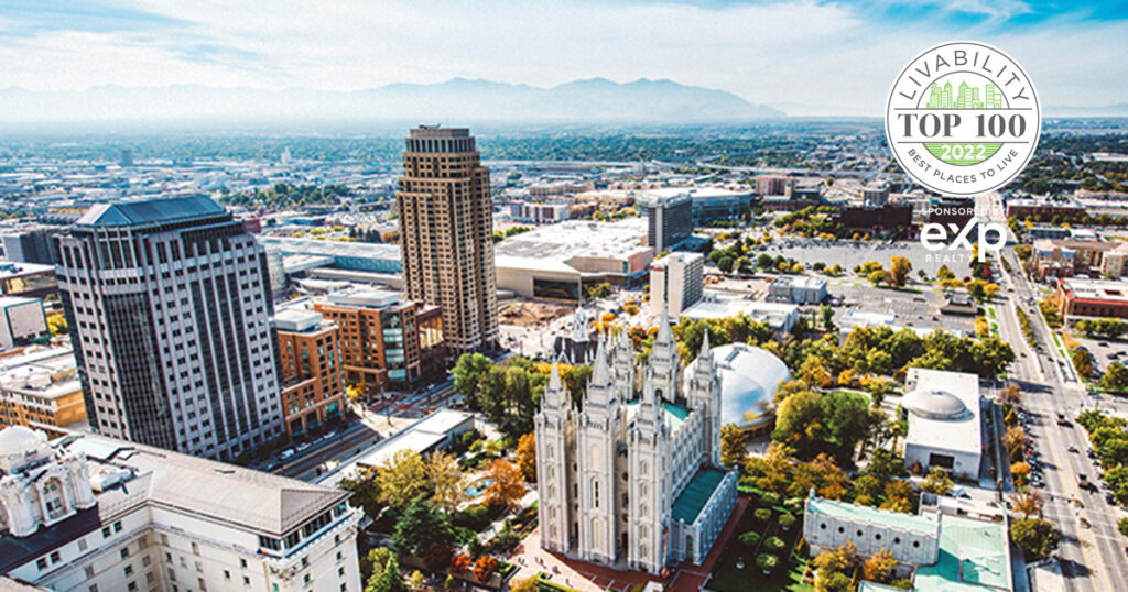 A view of Salt Lake City, UT, which ranks #30 in the Livability Top 100 Best Places to Live in the U.S. 