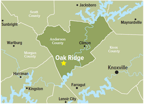 Map of Oak Ridge, TN