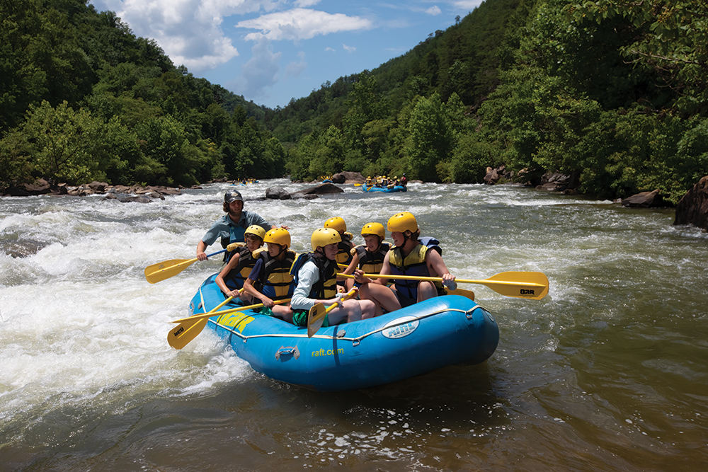 Whitewater rafters on the Ocoee River in Ducktown, Tennessee.