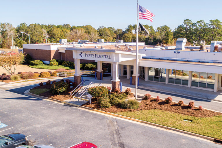 Exterior shot of Perry Hospital in the Robins Region area of Georgia.