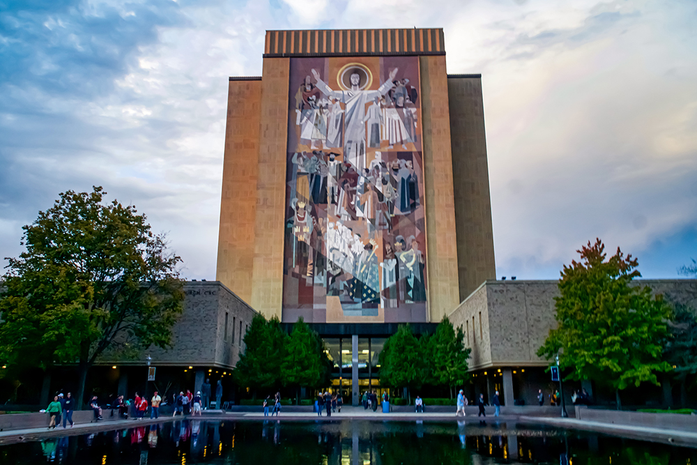 University of Notre Dame Library At Dusk