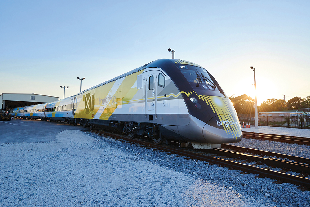 Photo of a train that is part of the Brightline. The Brightline is a transportation solution for the Greater Fort Lauderdale region of Florida.