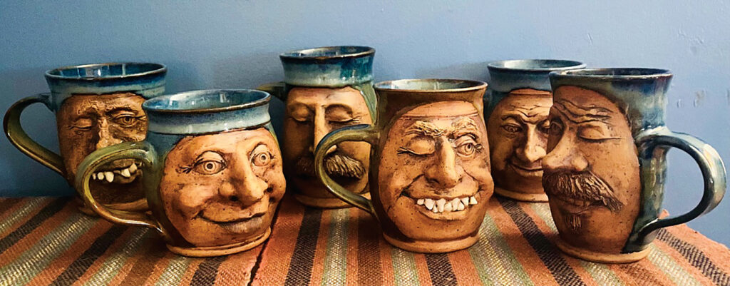 Face mugs form a local shop in Central Virginia.