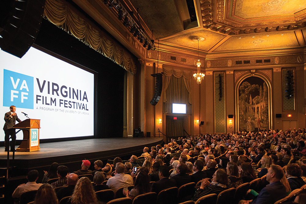 An audience gathers around at the Virginia Film Festival in Central Virginia.