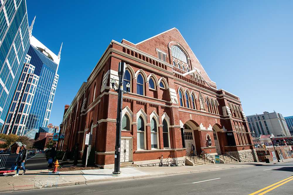 The Ryman Auditorium in downtown Nashville, Tennessee.