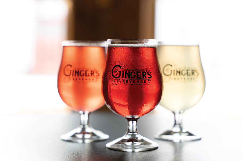 Three ginger beers from Gingers Revenge in the RAD in ASheville, NC