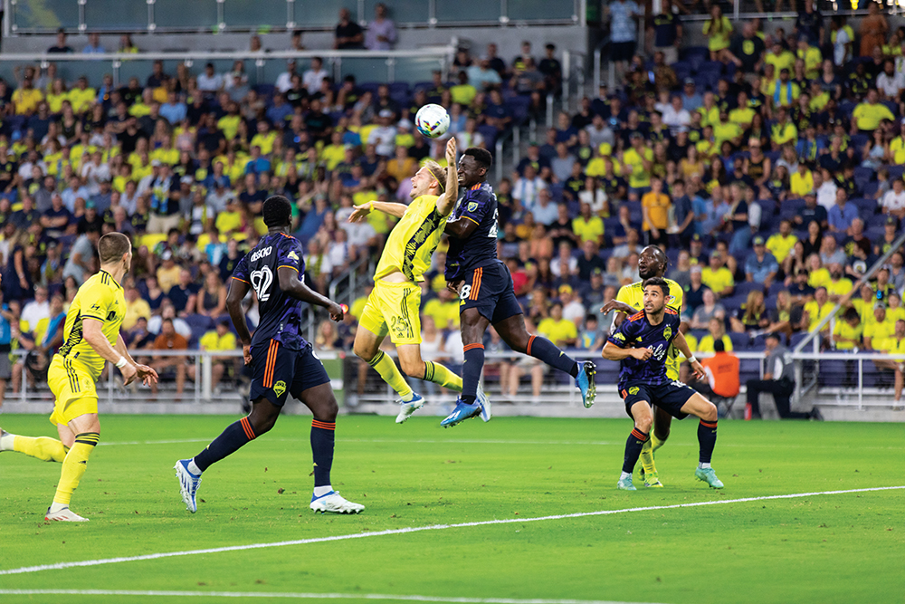 Game action as Nashville SC plays the Seattle Sounders FC at Geodis Park in Nashville, Tennessee.