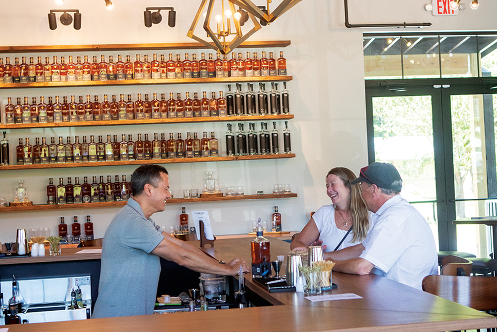 Visitors sample spirits at Company Distilling in Townsend, Tennessee, which is in Blount County.