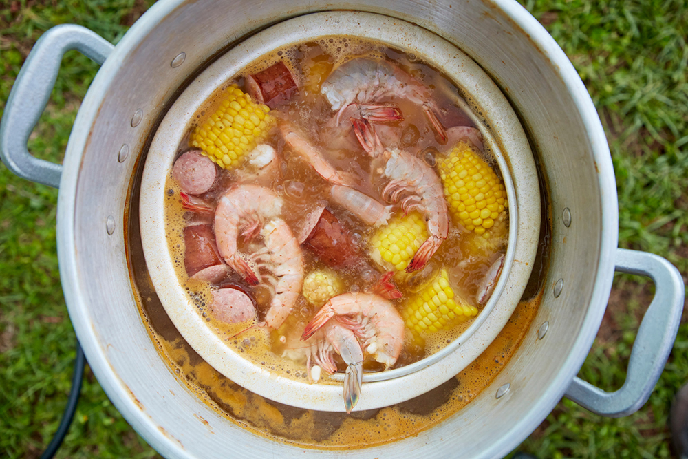 A photo of frogmore stew, which is a beloved regional favorite in the Lowcountry of South Carolina.