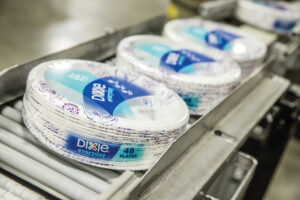 Photo of Dixie paper plates which are produced by Georgia-Pacific. Georgia-Pacific is opening up a facility in Jackson, TN.