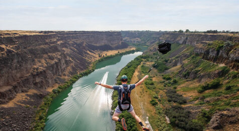 BASE jumping from the Perrine Bridge in Jerome County