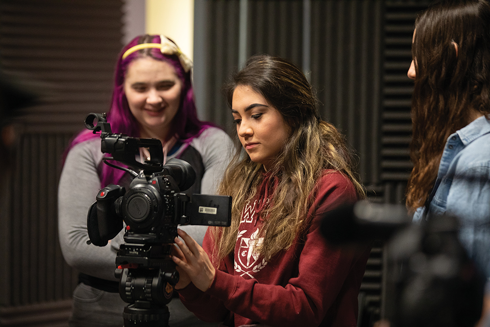 Students in the Cinematography 1 class, learn how to build cameras during class at the Creative Media Institute For Film and Digital Arts at New Mexico State University in Las Cruces, New Mexico.