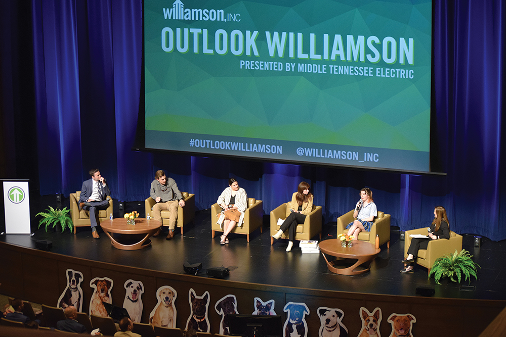 A pannel speaks at the annual Outlook Williamson event held at Battleground Academy, which is located in Williamson County, TN.