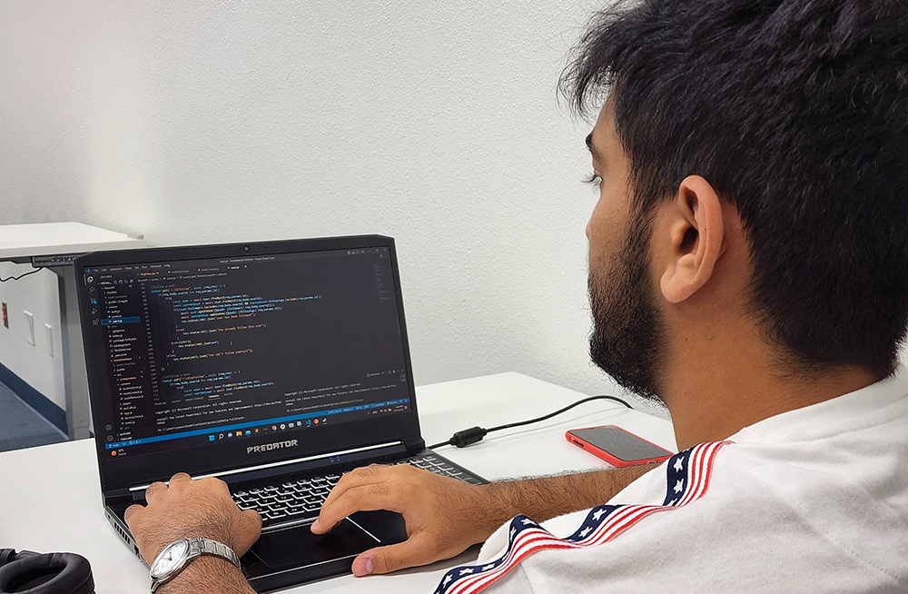 Student working on a coding project at in New Mexico State University New Mexico.
