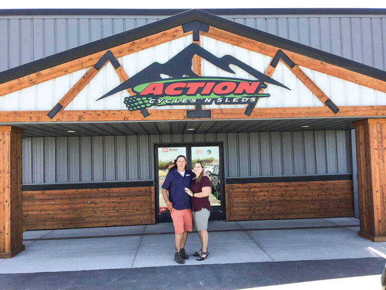 Rob and Kellie Glodowski, owners of Action Cycles ’N Sleds in Twin Falls, ID