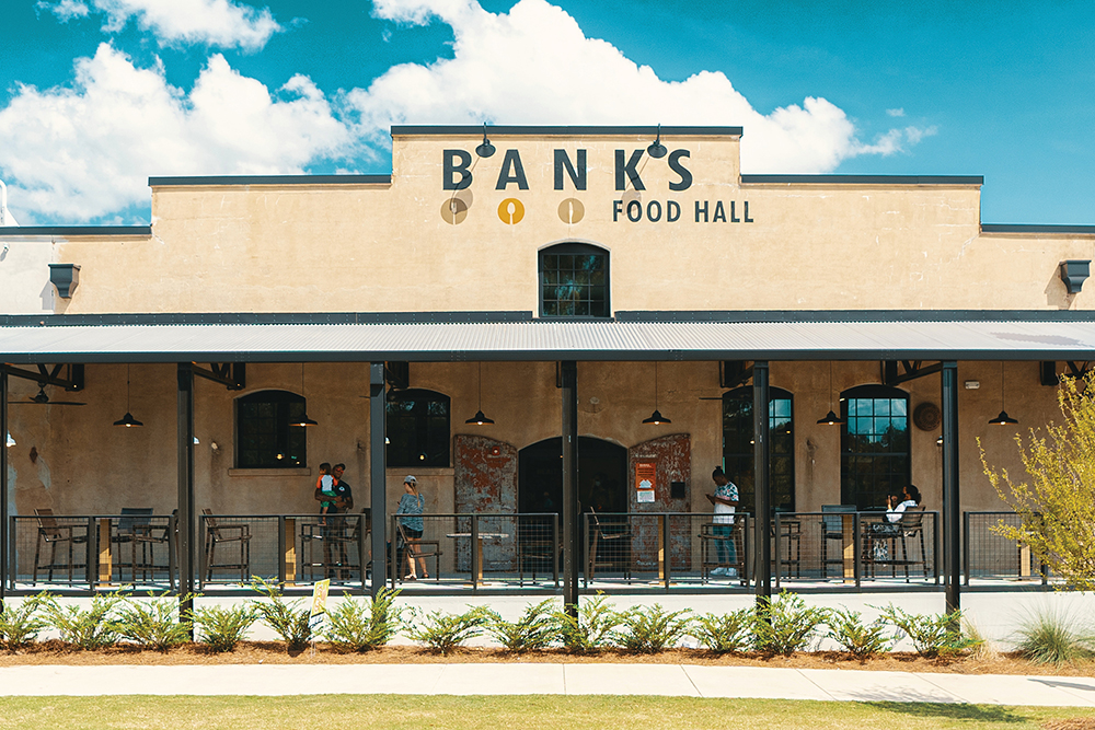 At Banks Food Hall in Columbus, GA, you’ll find a great selection of food and drinks and plenty of seating space.