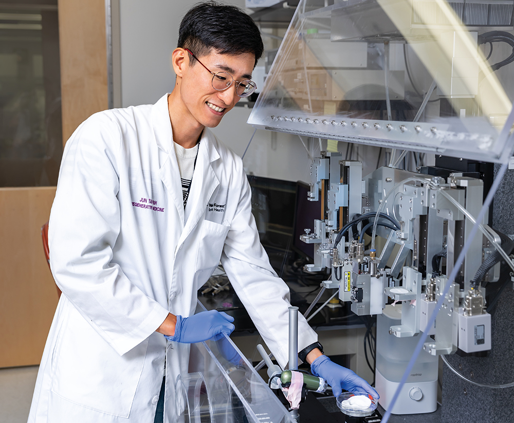 WFIRM, Winston Salem NC, 3-D Bioprinting/Printer, graduate student lab associate Jun Tae Huh.