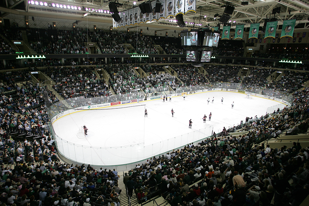 The Ralph Engelstad Arena is described by many as the “finest facility of its kind in the world.” The 400,000 square foot arena is intricately designed. Credit North Dakota Tourism n/aRestricted Use