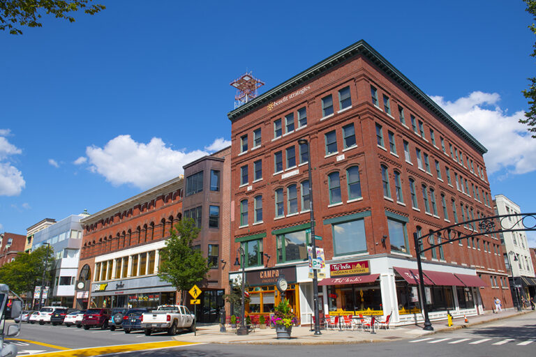 Downtown buildings in Manchester, New Hampshire.