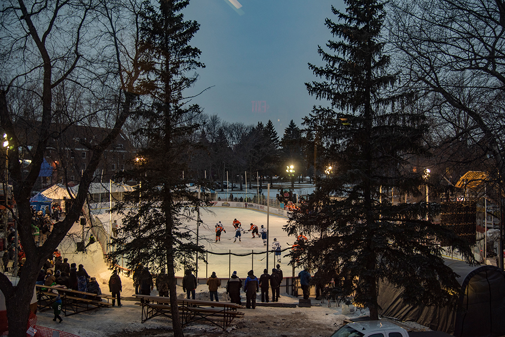 Annual outdoor hockey tournament at University of Jamestown campus.