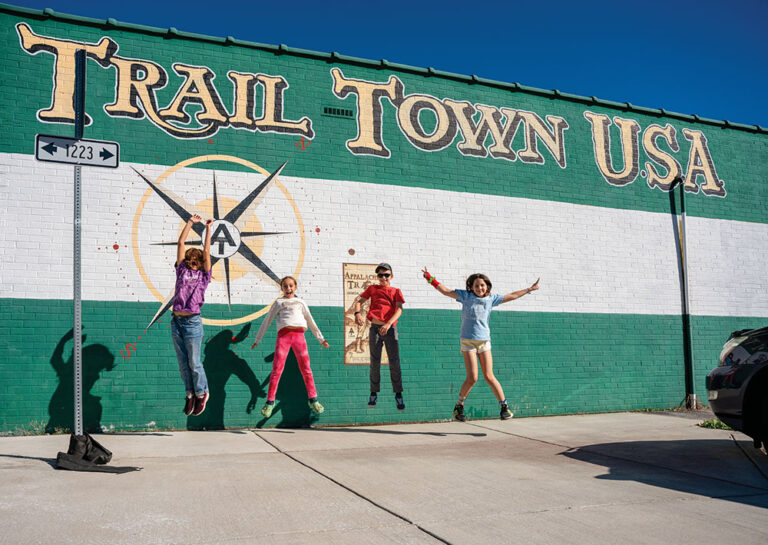 The Trail Town USA mural in Damascus, VA, is a popular spot for visitors.