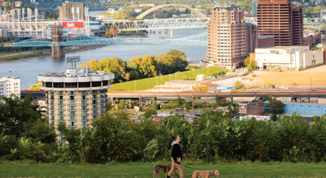 People watch the sunset over Covington and the Ohio River from Devou Park in Covington. Covington is part of the Northern Kentucky Region.