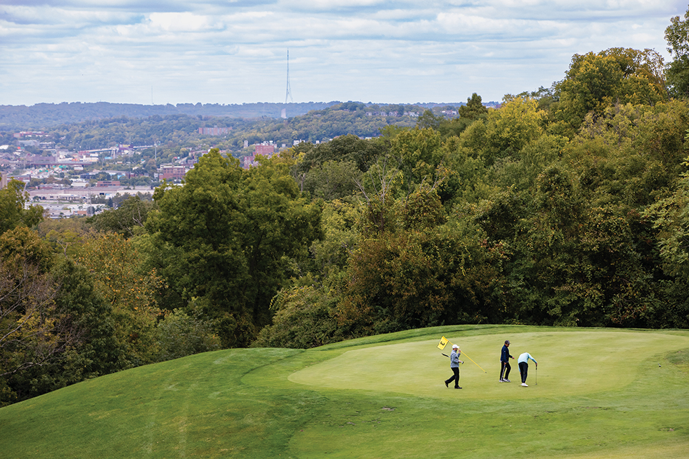 People play golf at the Devou Park Golf Course in Covington, which is located in Northern Kentucky.