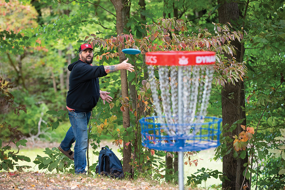 Nick Markwald plays the Idlewild Disc Golf Course in Burlington, which is in the Northern Kentucky area.