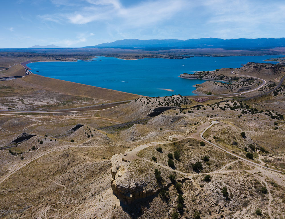 Lake Pueblo is seen in the distance from Liberty Point Memorial.