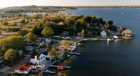 A variety of home styles can be found along the shores of Muskegon Lake.