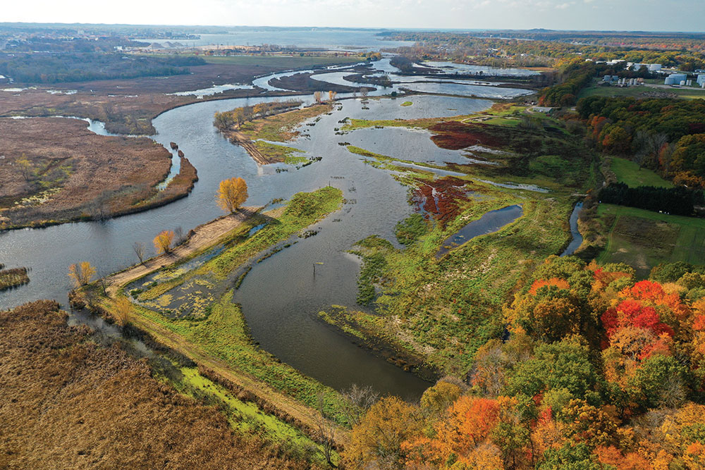 Aerial view of Lower Muskegon River after the cleanup efforts