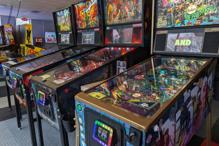 Pinball Garage is a retro spot in Butler County, Ohio. The arcade features over 70 digital and mechanical machines. This combination of new and vintage pinball machines accepts tokens for play.