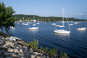 Boats in the St Croix River on a summer day