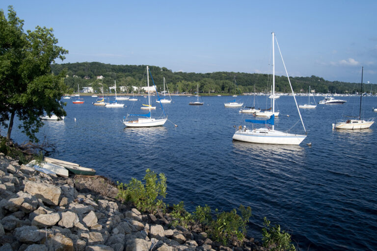 Boats in the St Croix River on a summer day