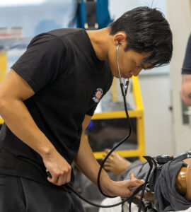 Students test their skills in the Emergency Medical Services program at Sinclair Community College.