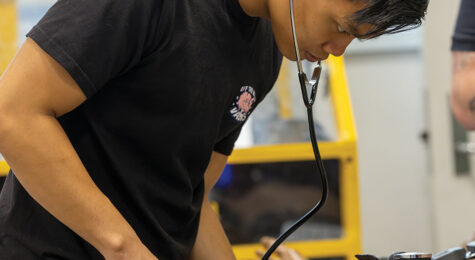 Students test their skills in the Emergency Medical Services program at Sinclair Community College.