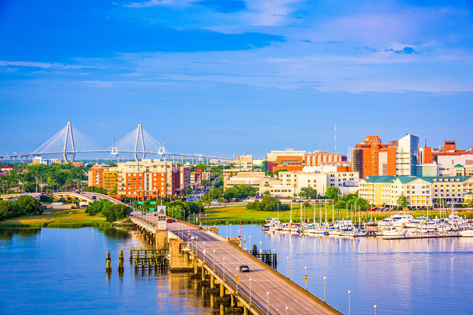The Charleston, SC, skyline is seen over the Ashley River. Beautiful landscapes, great golf and an unmatched culinary scene help make Charleston on of the best places to live in the U.S.