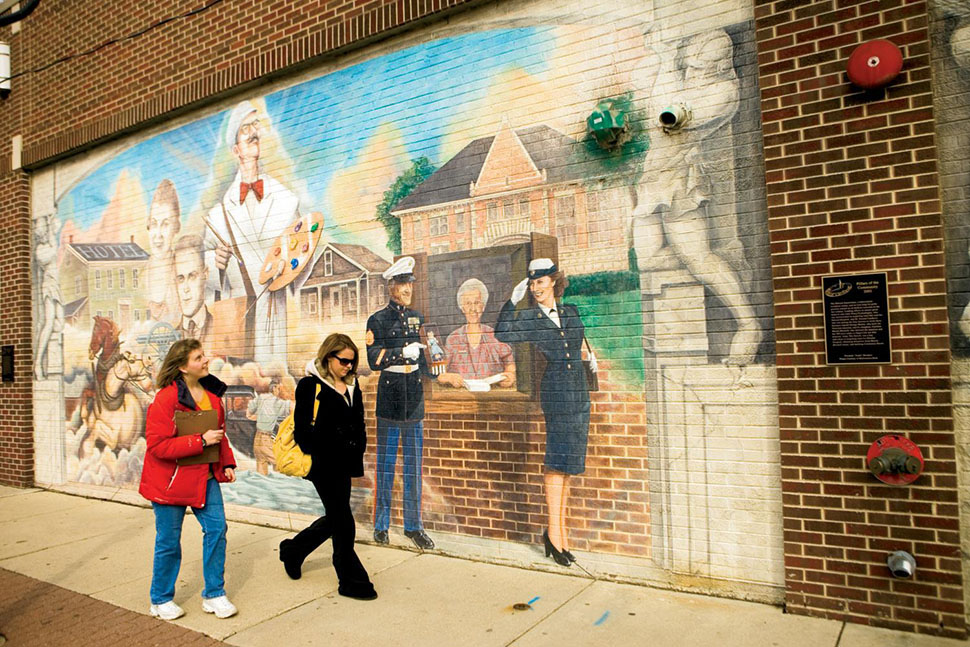 One of the many murals in downtown Naperville, IL, a charming suburb of Chicago that offers a more affordable cost of living, top-notch schools and an excellent safety record.