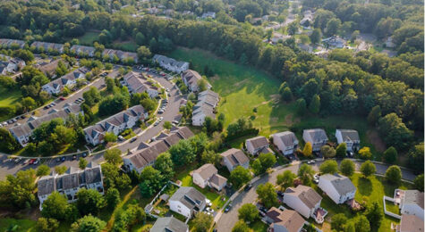 An aerial view of sleepy neighborhoods in Parma, OH. Cleveland's largest suburb established itself as one of the best places to live in the U.S. with its distinctly down-to-earth midwestern authenticity and affordable lifestyle.