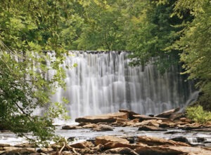 A 30-foot waterfall on Mill Creek is the highlight of hiking in Roswell, GA.