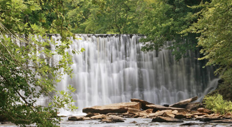 A 30-foot waterfall on Mill Creek is the highlight of hiking in Roswell, GA.