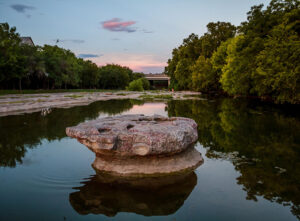 A view of the Round Rock in the middle of Brushy Creek for which Round Rock, TX, is named. The fast-growing suburb of Austin is one of the best places to live in the US in 2023.