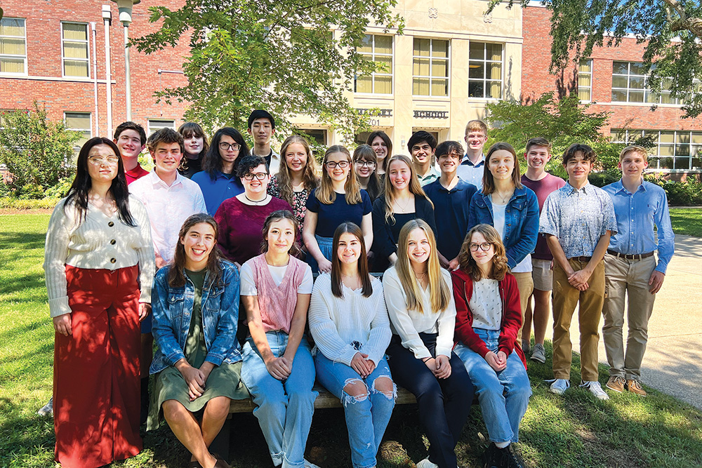 A group of Rutherford County Schools National Merit Scholars pose for a photo.