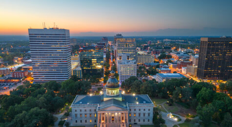 Columbia, SC downtown aerial view