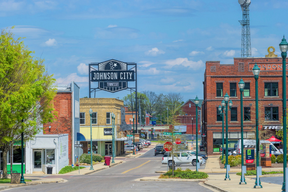 Deserted streets of Johnson City, Tennessee stock photo