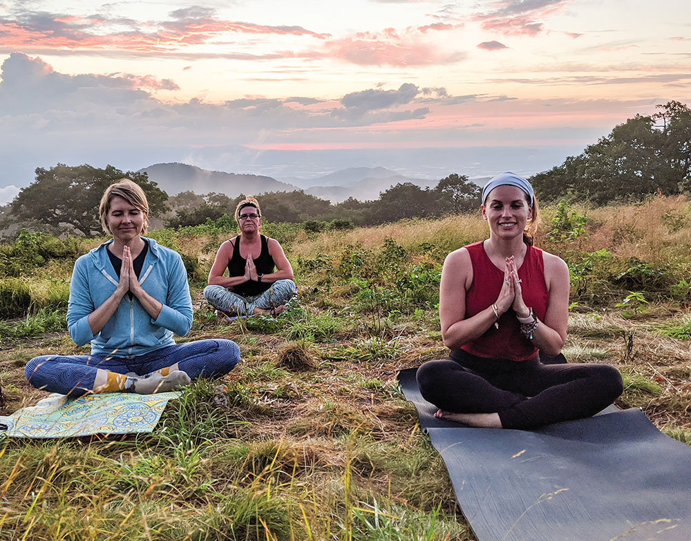 Enjoy sunset yoga tours in Asheville, NC.