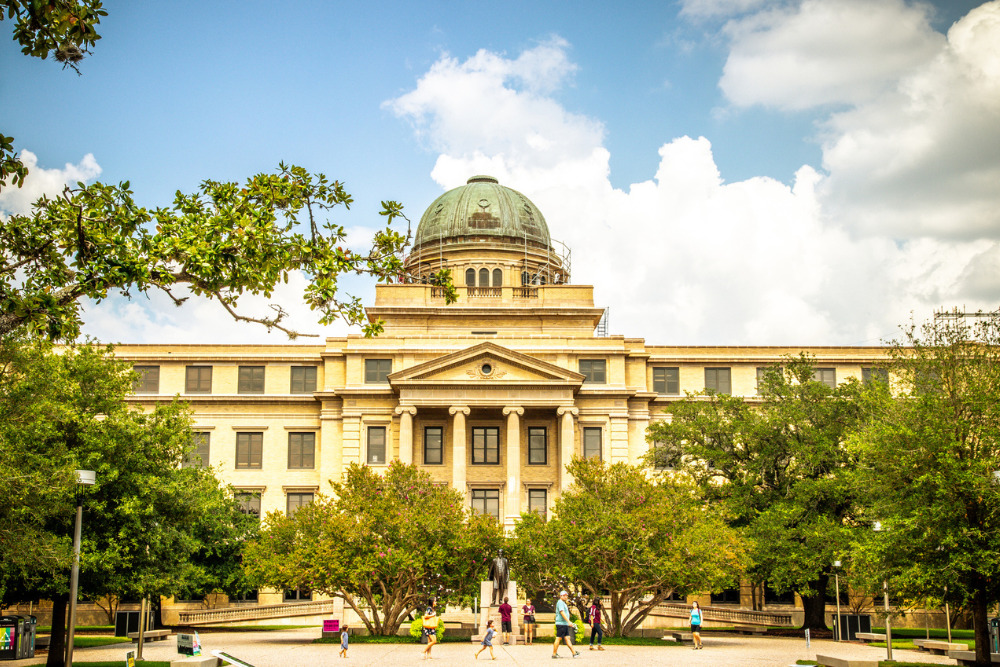 The Academic Building at Texas A&M University in College Station, Texas.