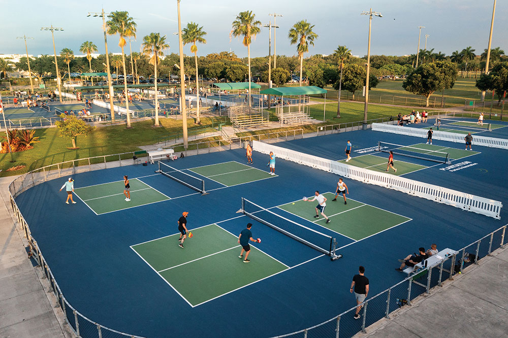 With 12 courts, Plantation Central Park is the perfect place to play pickleball on a nice evening.